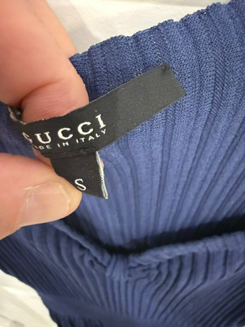 Gucci Navy Blue Mini Dress with Gold Chain Straps - Picture 5 of 7